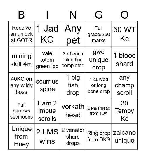Osrs Fam 1st Bingo Card