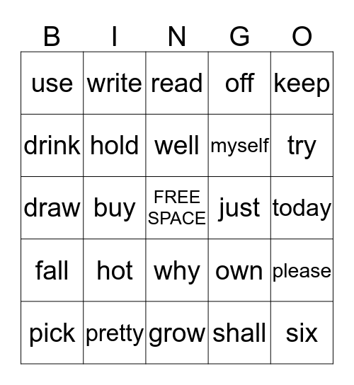 LIST 8 - GRAY Bingo Card