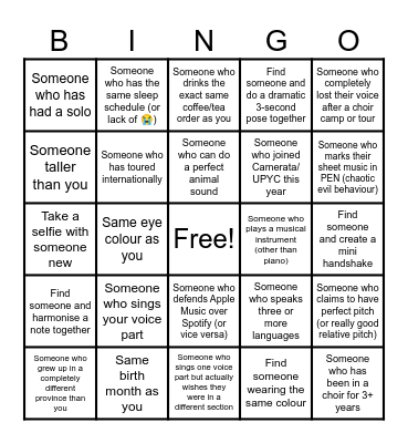🎵Camerata / UPYC Bingo 🎵 Bingo Card