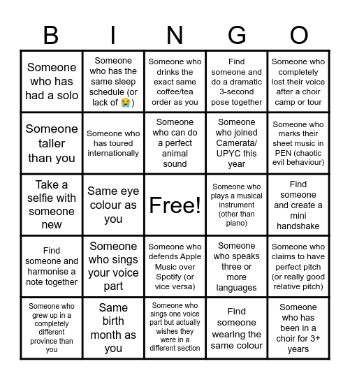 🎵Camerata / UPYC Bingo 🎵 Bingo Card