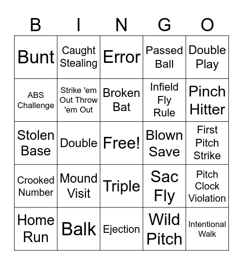 M's vs Guardians Opening Day Bingo Card