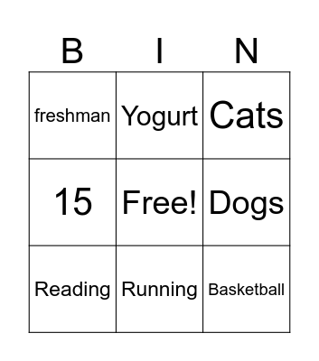 Vida's Favorites Bingo Card