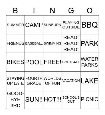 STONY POINT SOUTH  SUMMER BINGO!!! Bingo Card