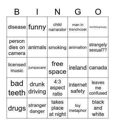 Weird PSA bingo Card