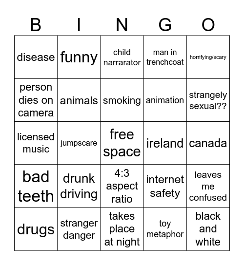 Weird PSA bingo Card