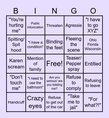 Karen Bingo Card