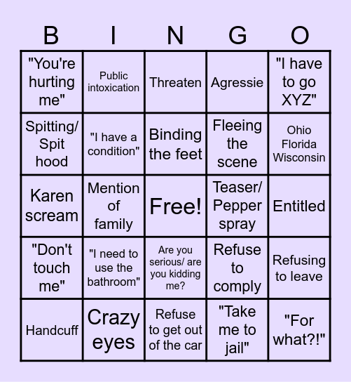 Karen Bingo Card