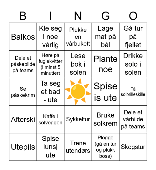 DATASJØENS APRIL-UTFORDRING Bingo Card