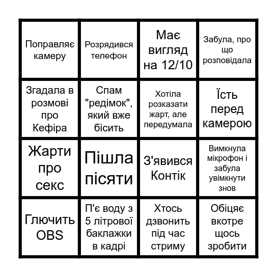 Bingo Janetty Bingo Card