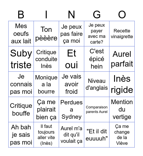 Bingo Dingo Bingo Card