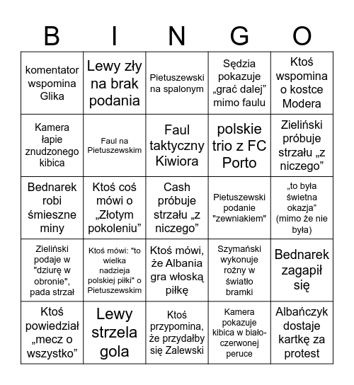 Polska na mundial Bingo Card