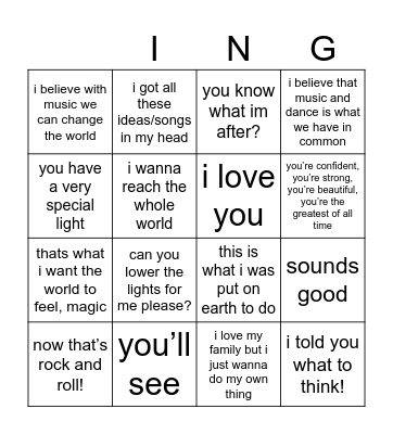 michael movie trailer lines bingo Card