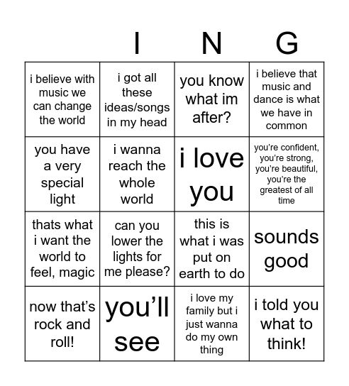 michael movie trailer lines bingo Card