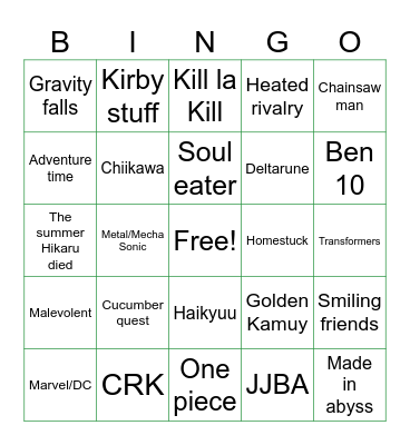 Dokomi Merch bingo Card