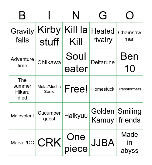 Dokomi Merch bingo Card
