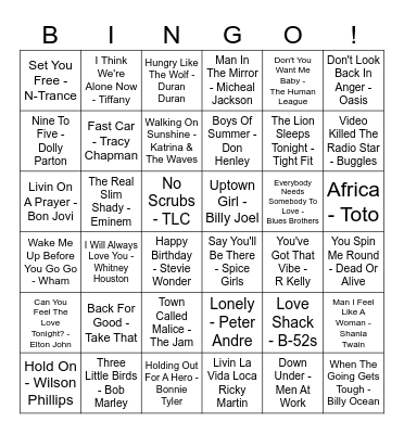 Our House Musical Bingo Card