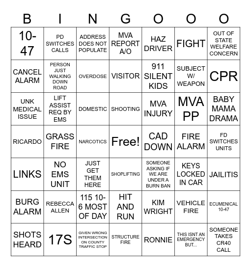 THURSDAY Bingo Card