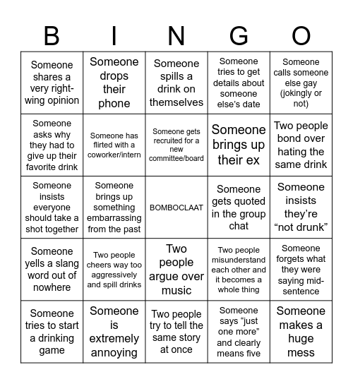 ZATCIE Bingo Card