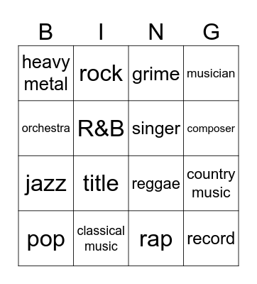 MUSIC Bingo Card