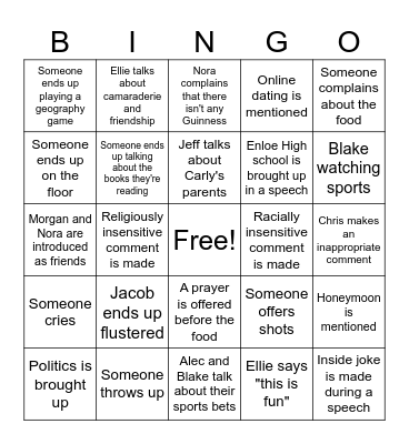 Jarvis Wedding Bingo Card