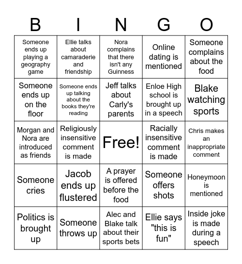 Jarvis Wedding Bingo Card