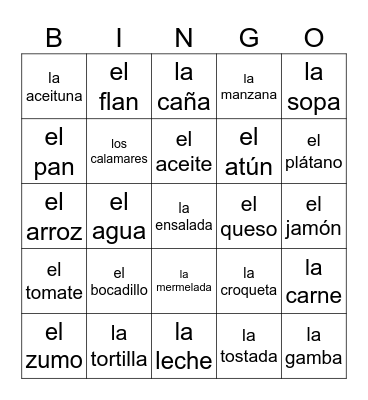 Unidad 2 Bingo Card