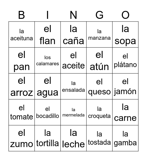 Unidad 2 Bingo Card