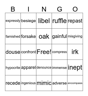 January 20, 2017 Bingo Card