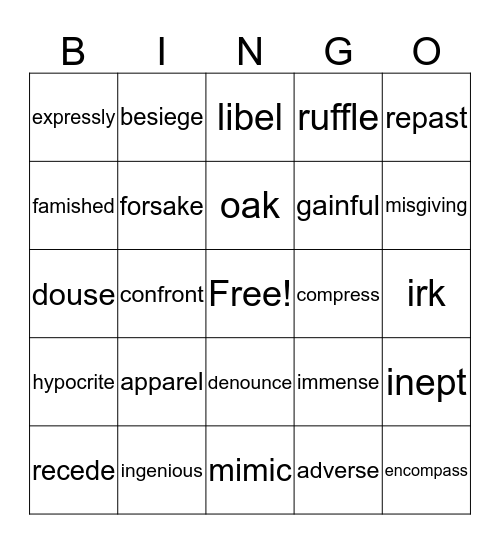 January 20, 2017 Bingo Card