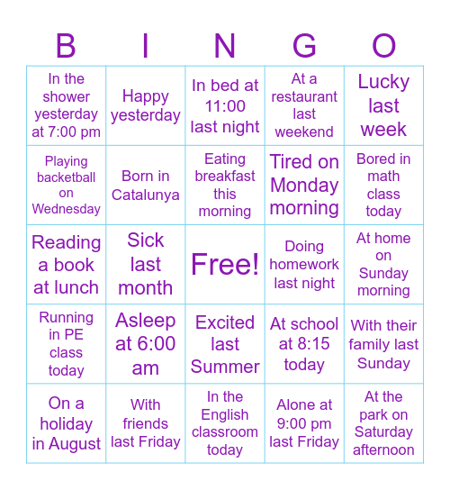 Who Was/Were... Bingo Card