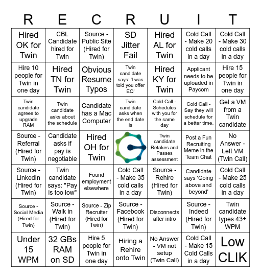 2026 Recruiting Twin Bingo Card