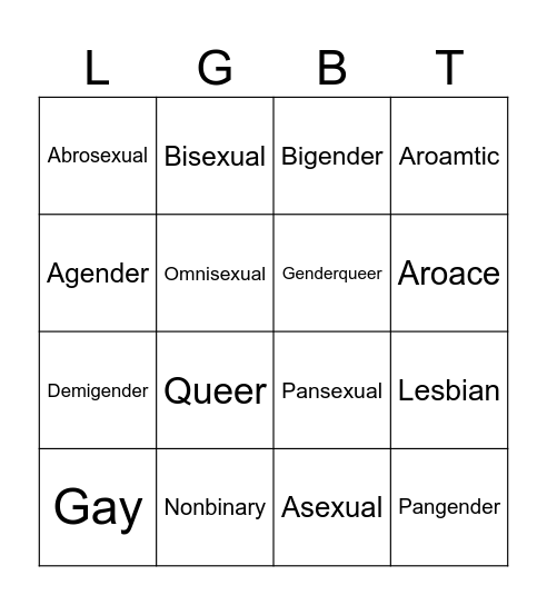 PRIDE BINGO! Bingo Card