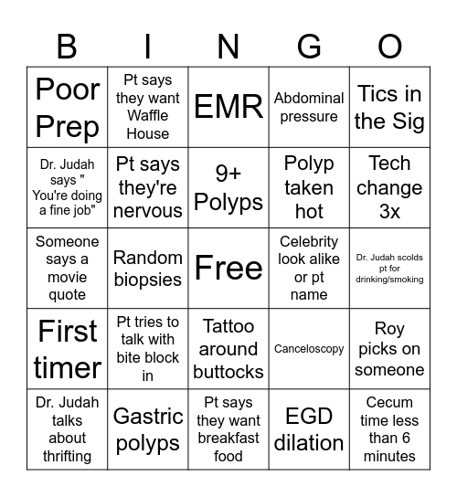 Judah BINGO Card