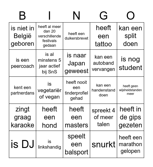 Safe 'n Sound Bingo Card