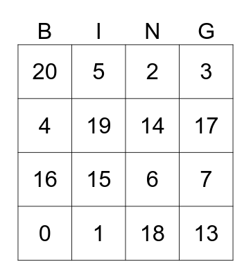 Addition and Subtraction BINGO Card