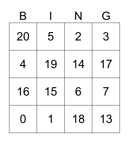 Addition and Subtraction BINGO Card