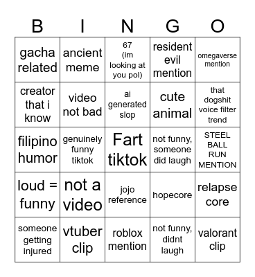 TIKTOK THURSDAYS VI Bingo Card