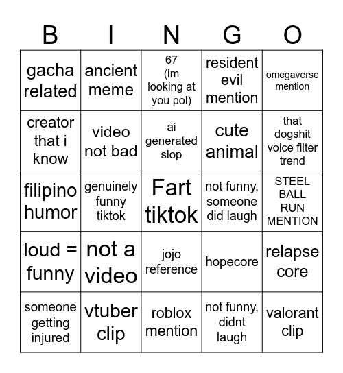 TIKTOK THURSDAYS VI Bingo Card
