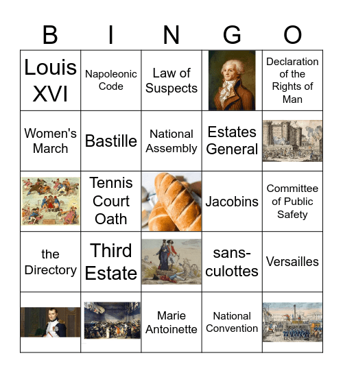 French Revolution Bingo Card