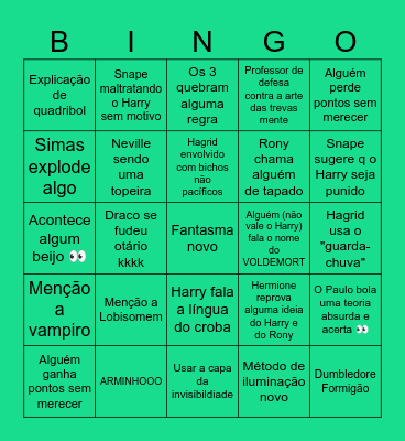 HARRY POTTER  E O CÁLICE DE FOGO Bingo Card