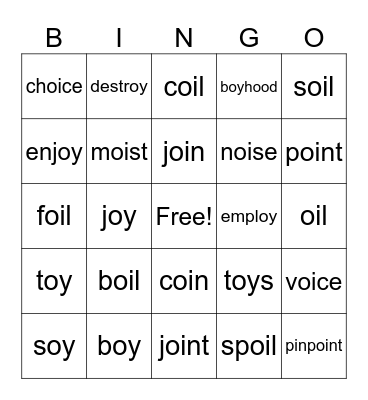 Oi / Oy Bingo Card