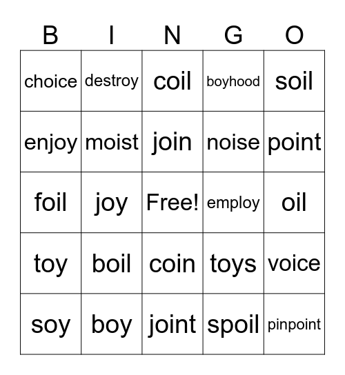 Oi / Oy Bingo Card