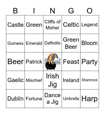 St. Patrick's Day Bingo Card