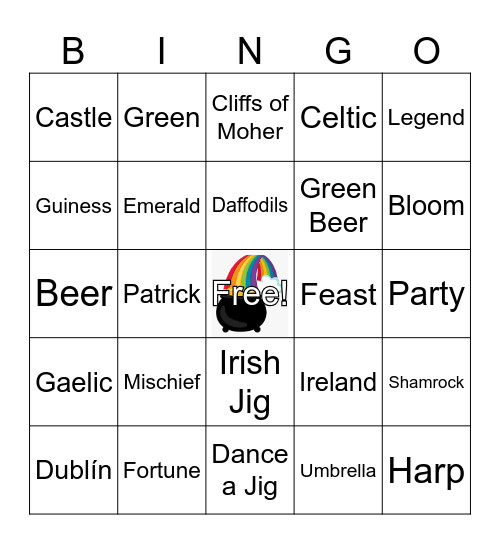 St. Patrick's Day Bingo Card