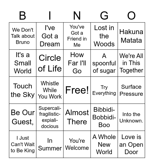 Shark DISNEY Bingo! Bingo Card