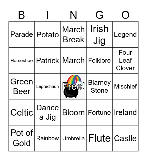 St. Patrick's Day Bingo Card