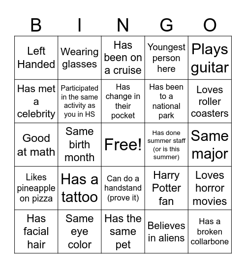 FIND SOMEONE WHO... Bingo Card