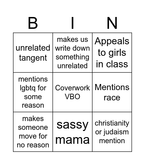 Bossman Bingo Card