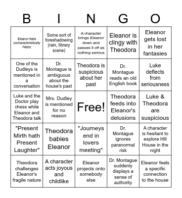 Vices & Virtues Bingo Card