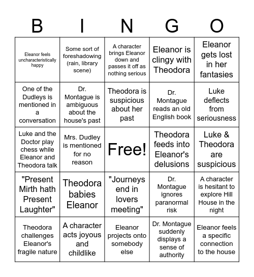 Vices & Virtues Bingo Card